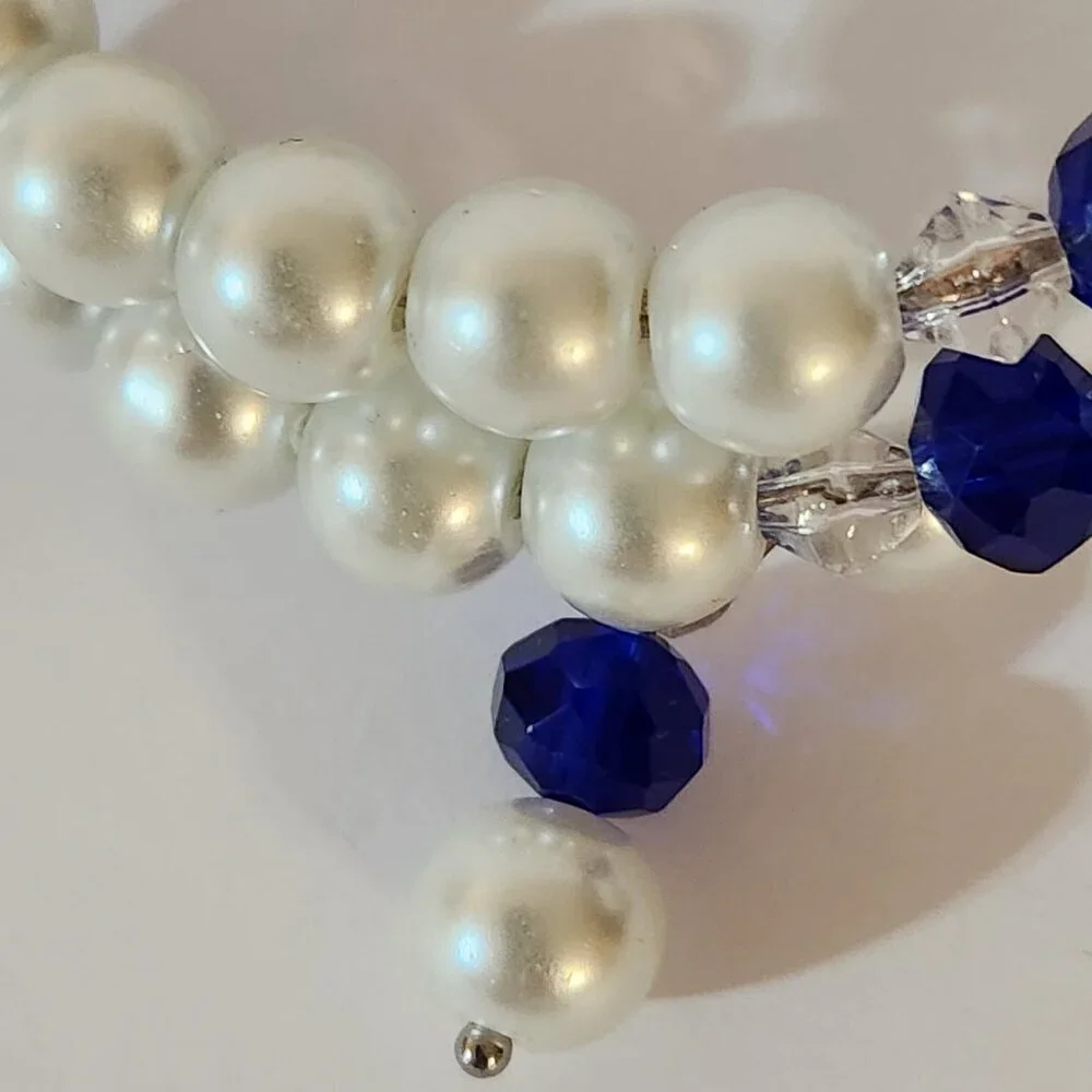 Handcrafted Zeta Phi Beta Charm Wrap Memory Wire Pearl Bracelet